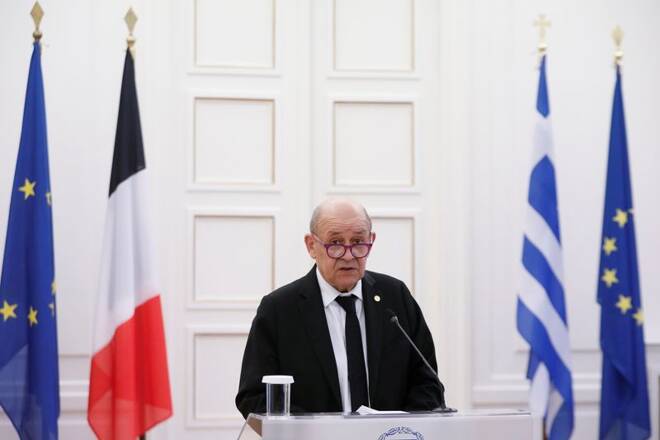 Greek Foreign Minister Dendias meets French counterpart Le Drian in Athens