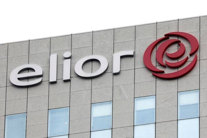 The logo of catering group Elior at its headquarters near Paris