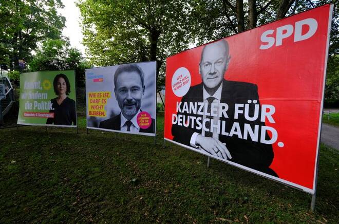 Election posters of SPD, Greens and the FDP in Bad Honnef