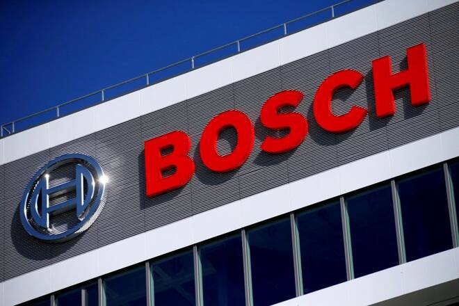 The Robert Bosch logo at the company's research and development centre in Renningen