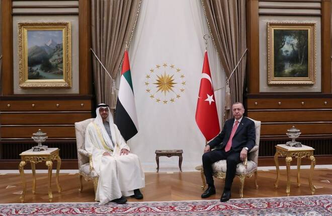 Turkish President Tayyip Erdogan and Abu Dhabi Crown Prince Sheikh Mohammed bin Zayed al-Nahyan meet in Ankara