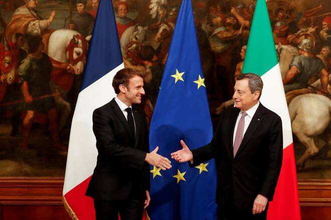 French President Macron meets Italian Prime Minister Mario Draghi, in Rome
