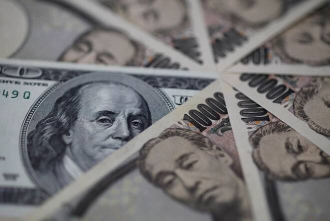 Illustration photo of U.S. dollar and Japan yen notes