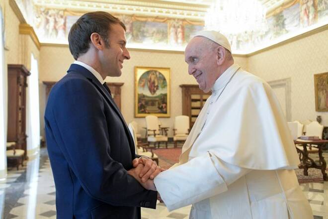 Pope Francis meets French President Emmanuel Macron at the Vatican