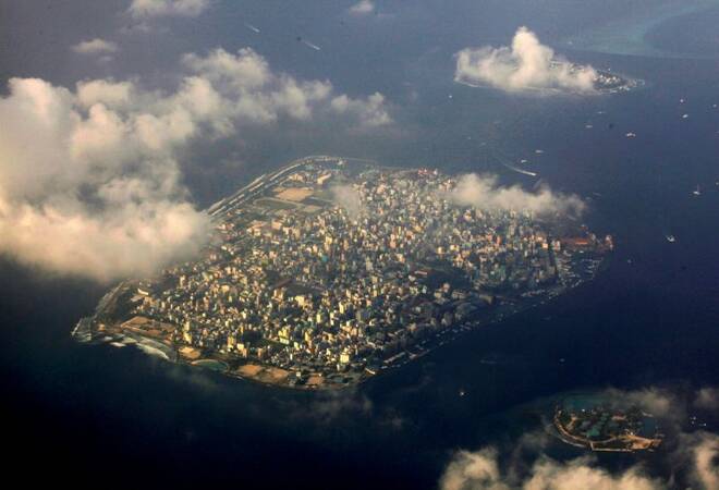 An aerial view of Maldives capital Male