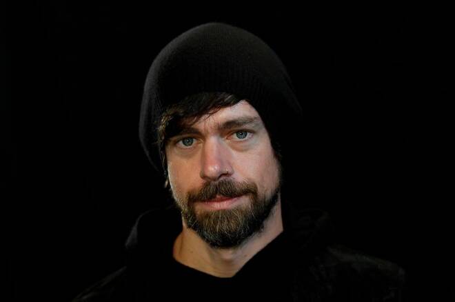 Dorsey, co-founder of Twitter and fintech firm Square, sits for a portrait during an interview with Reuters in London