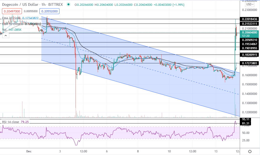 dogecoin h1 chart december 14 2021