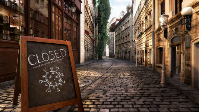Coronavirus,Crisis.,Closed,Message,Board,Near,Bar,,Cafe,,Shop,On
