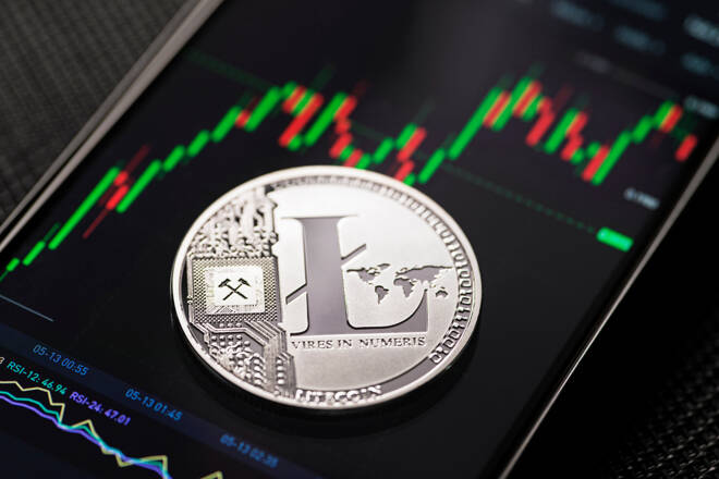 Silver,Litecoin,Cryptocurrency,Trading,On,Smartphone,Close,Up