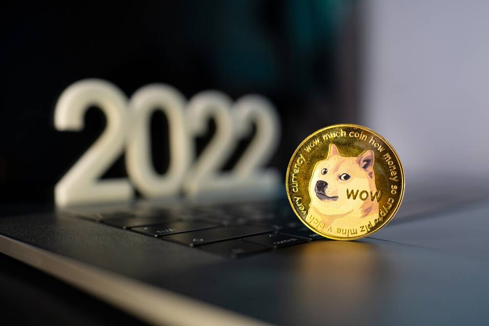 Wow.,Doge,Coin,On,Keyboard,Computer,Background.,Bitcoin,More,Popular