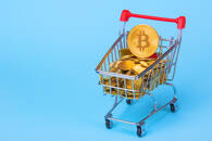 Shopping,Trolley,Cart,With,Coins,Bitcoin,,Buying,Goods,For,Crypto