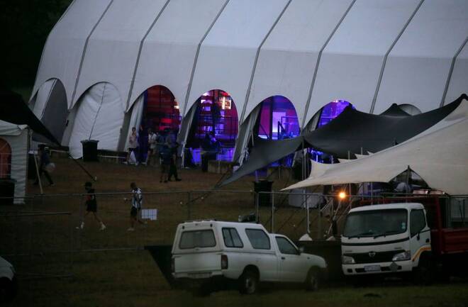 A marquee where school leavers attend Rage Festival in Ballito, South Africa