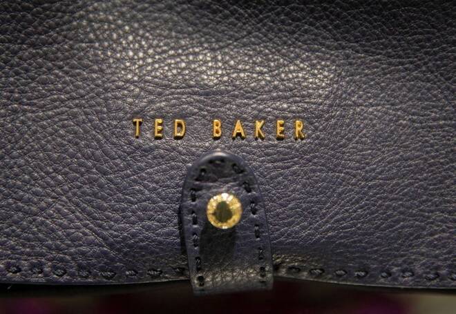 The Ted Baker brand is displayed on a bag in a store in London, Britain