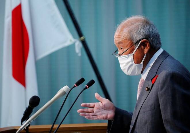 Japan's new FM Suzuki speaks at a news conference in Tokyo