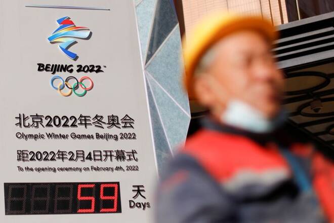 Countdown clock for the Beijing 2022 Winter Olympics in Beijing
