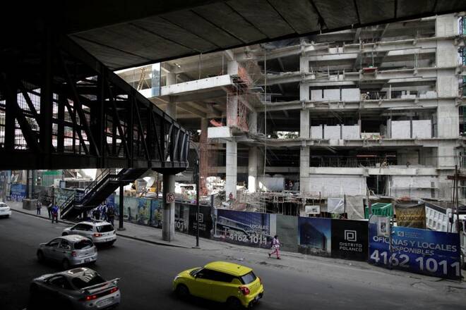 A building undergoing construction is seen in Mexico City