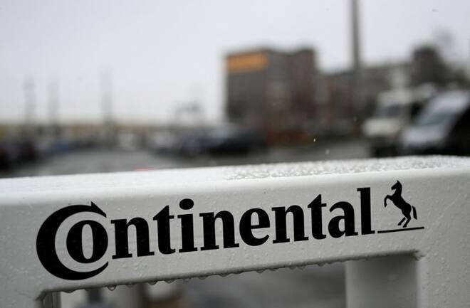 Logo of German tyre company Continental is pictured before the annual news conference in Hanover