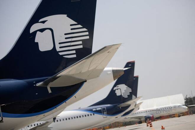 Aeromexico airplanes are pictured at the Benito Juarez International airport, in Mexico City