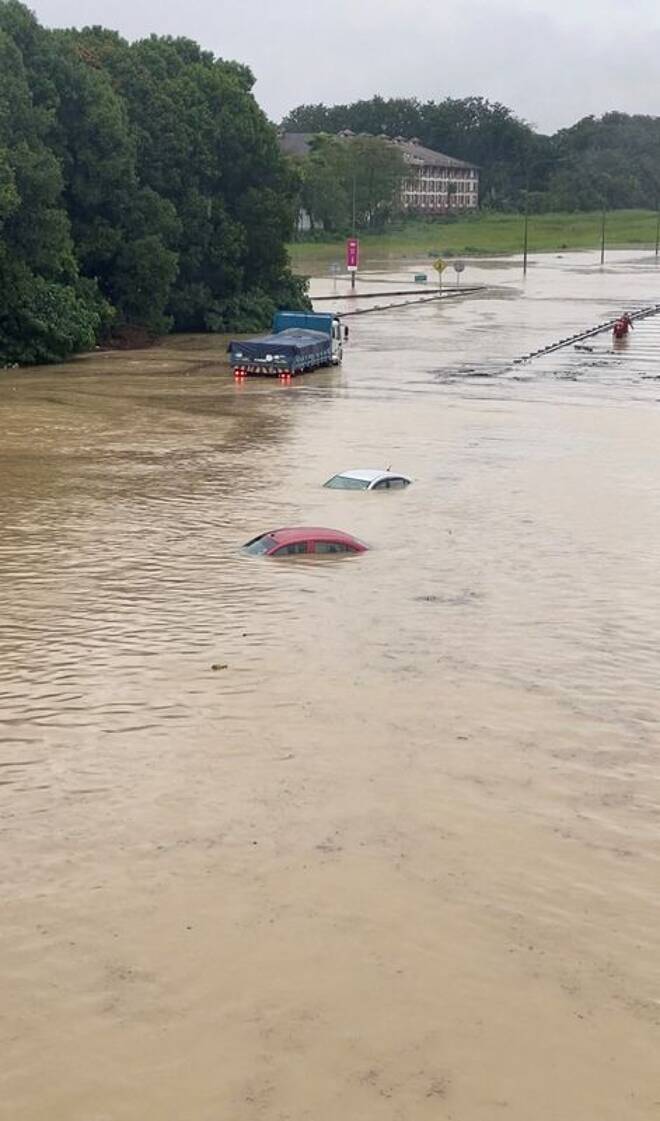 Cars submerged by floods in Shah Alam