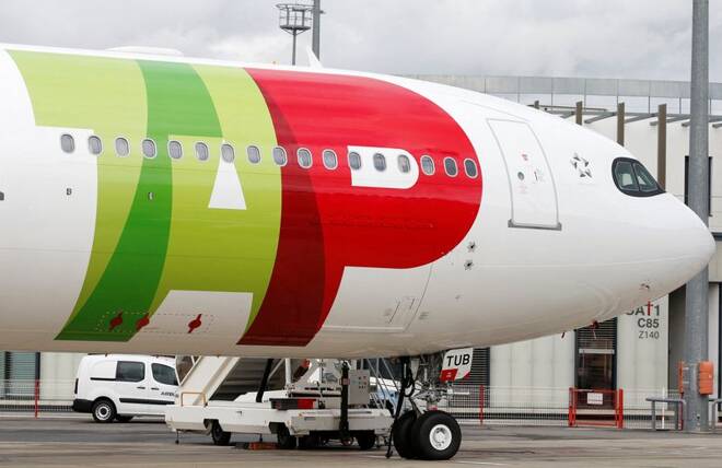An Airbus of TAP Air Portugal Airlines is pictured in Colomiers near Toulouse
