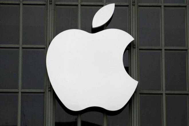 The Apple Inc logo is seen outside the company's 2016 Worldwide Developers Conference in San Francisco, U.S.