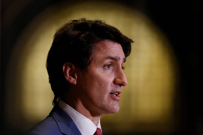Canada's Prime Minister Justin Trudeau takes part in a child care announcement in Ottawa