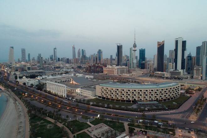 An aerial view shows Kuwait City and the National Assembly Building (Kuwait Parliament), after the country entered virtual lockdown, as a preventive measure against coronavirus disease (COVID-19) in Kuwait City