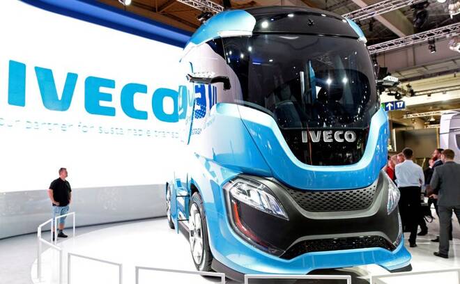 An Iveco truck is seen at the IAA Commercial Vehicles trade show in Hanover