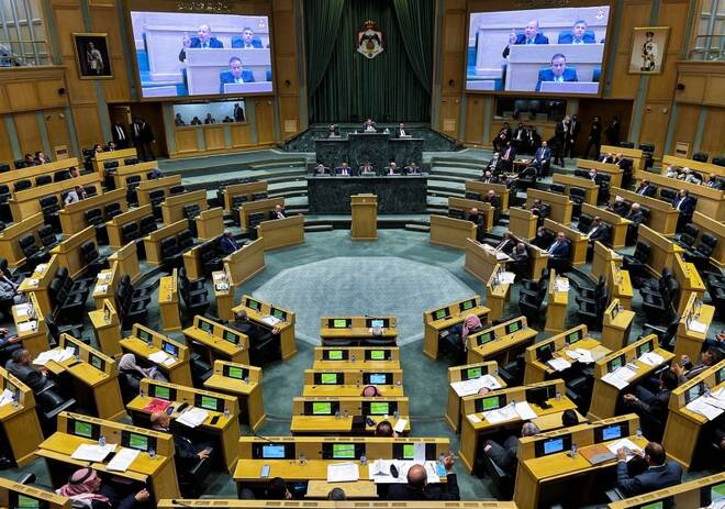 Members of parliament attend a parliament session ​in Amman