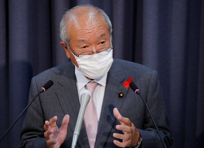 Japan's new FM Suzuki speaks at a news conference in Tokyo