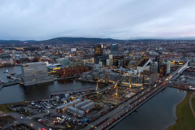 A general view of the cityscape with the new Munch Museum in Oslo