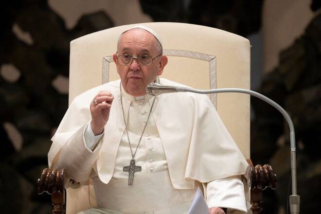 Pope Francis holds the weekly general audience at the Paul VI Audience Hall at the Vatican
