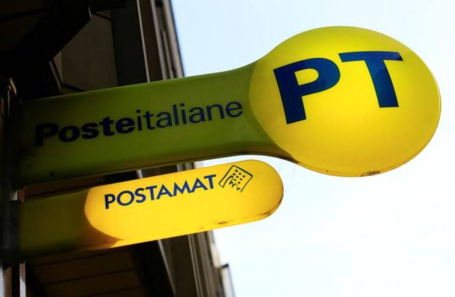 The logo of Poste Italiane is seen in Rome