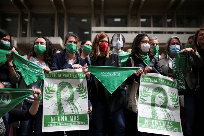 People demonstrate in support of removing abortion from the penal code, in Bogota