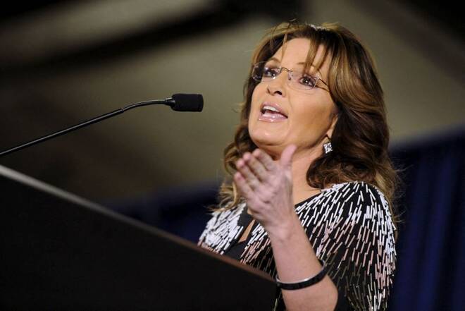 Palin speaks at a rally endorsing U.S. Republican presidential candidate Trump for President at Iowa State University in Ames, Iowa