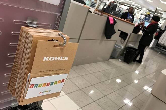 A Kohl's gift card display is seen inside a Kohl's department store in the Queens borough of New York