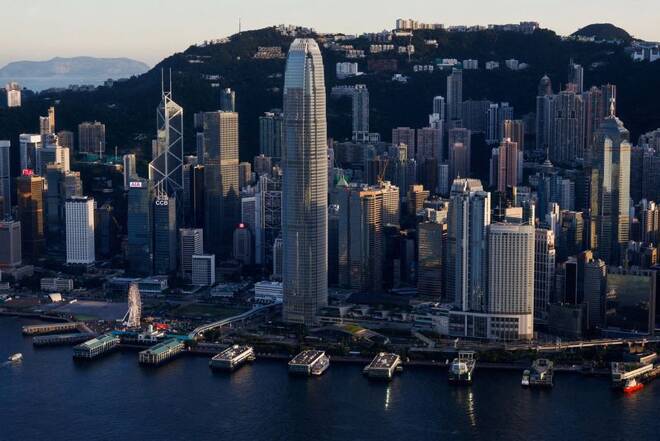 A general view of skyline buildings, in Hong Kong