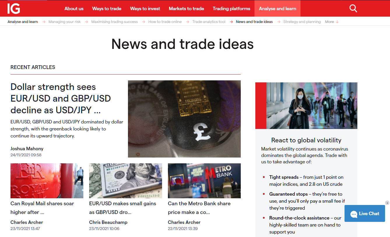 IG News and Trade Ideas Research