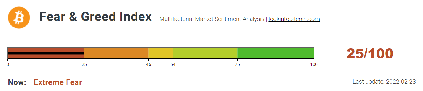 Bitcoin Fear &amp; Greed Index 230222