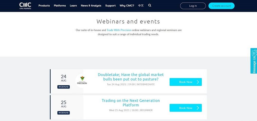Webinars and events at CMC Markets