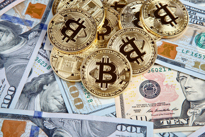 bitcoin coins with dollars