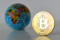 Bitcoin concept. World economy concept. New world currency.Golde