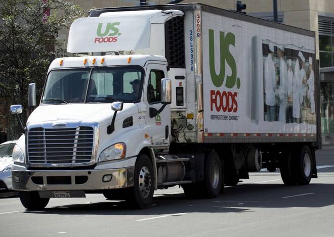 FILE PHOTO - A US Foods delivery truck is shown in San Diego, California