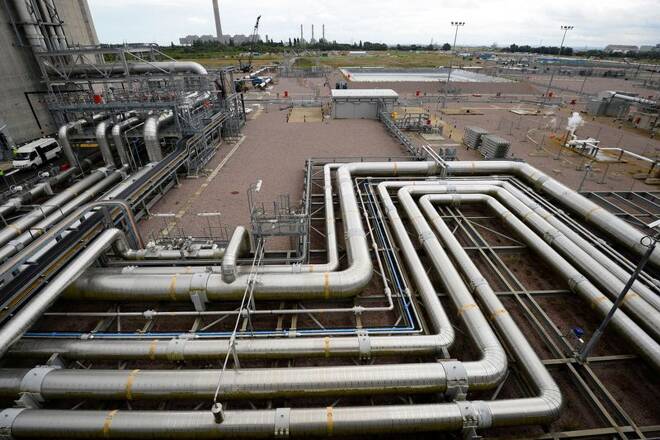 National Grid's liquified natural gas plant is seen at the Isle of Grain in southern England