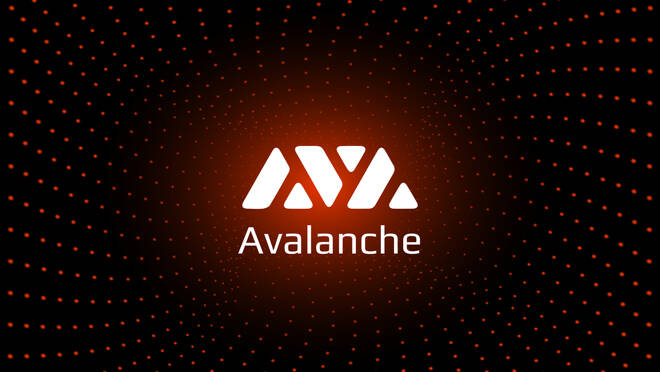 Avalanche AVAX token symbol cryptocurrency in the center of spir