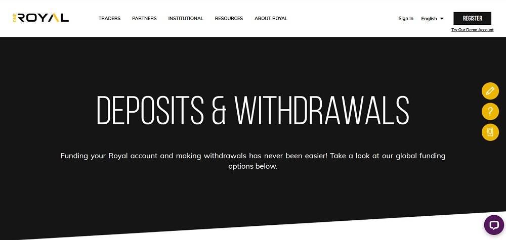 OneRoyal Deposits and Withdrawal