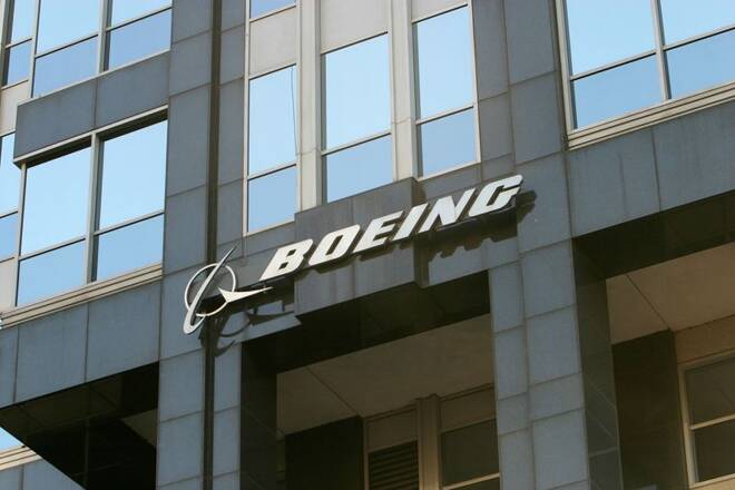 The Boeing logo is seen on the world headquarters office building in Chicago April 26, 2006