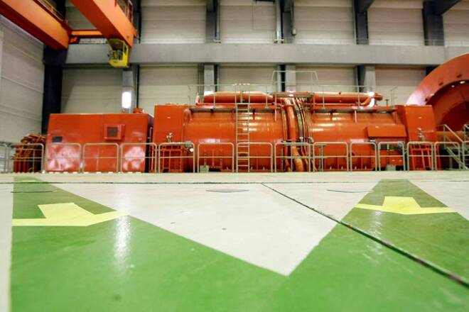 Security route in front of the generator of a nuclear reactor block