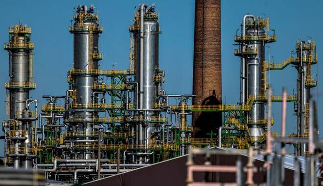 Industrial facilities of the PCK Raffinerie oil refinery in Schwedt/Oder