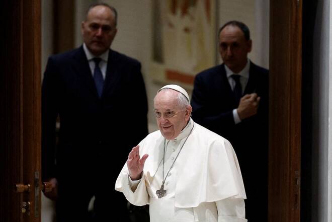Pope Francis holds the weekly general audience at the Paul VI Hall at the Vatican